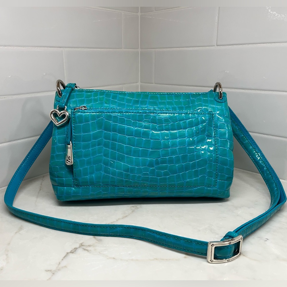 Brighton Bria Aqua Messenger Embossed Alligator Leather Crossbody Purse